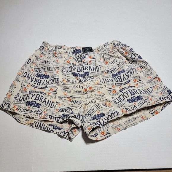 Lucky Brand Elastic Boxer Shorts White w/ Lucky Logos - Picture 1 of 3